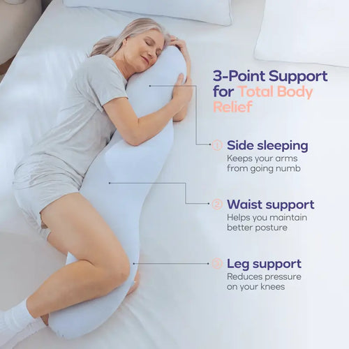 Mellow Home | BodyAlign Pillow - Full Body Ergonomic Support Pillow for Back, Belly, Hips & Legs, Cooling Side Sleeper Pillow for Pregnancy, Maternity & Body Pain Relief